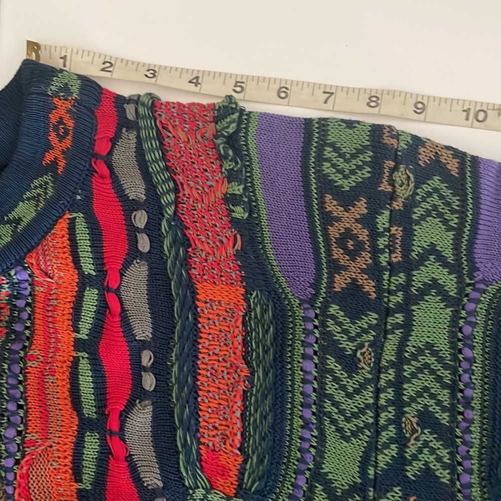 Vintage Men’s Retro Coogi Knit Sweater Colorful Long Sleeve Biggie Sz M Unisex - Picture 7 of 9